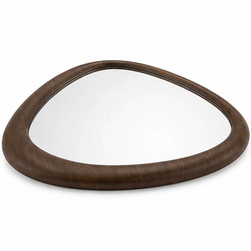 Sima Decorative Wall Mirror, Dark Brown, 39 Inch Organic Asymmetrical Shape - BM354617