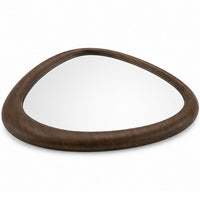 Sima Decorative Wall Mirror, Dark Brown, 39 Inch Organic Asymmetrical Shape - BM354617