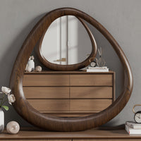 Sima Decorative Wall Mirror, Dark Brown, 39 Inch Organic Asymmetrical Shape - BM354617