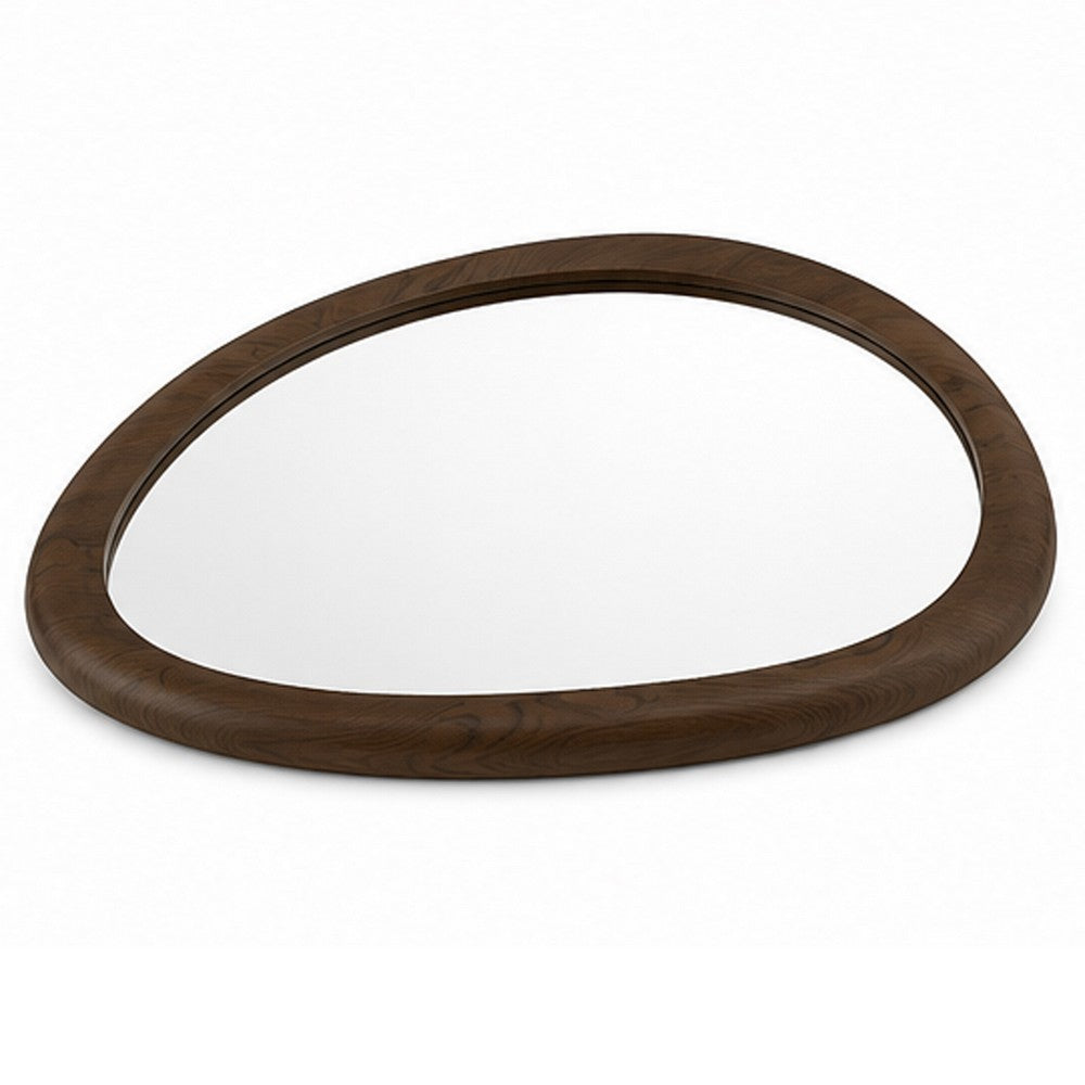 Sima Decorative Wall Mirror, Dark Brown, 32x 47 Organic Asymmetrical Shape - BM354618
