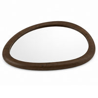 Sima Decorative Wall Mirror, Dark Brown, 32x 47 Organic Asymmetrical Shape - BM354618