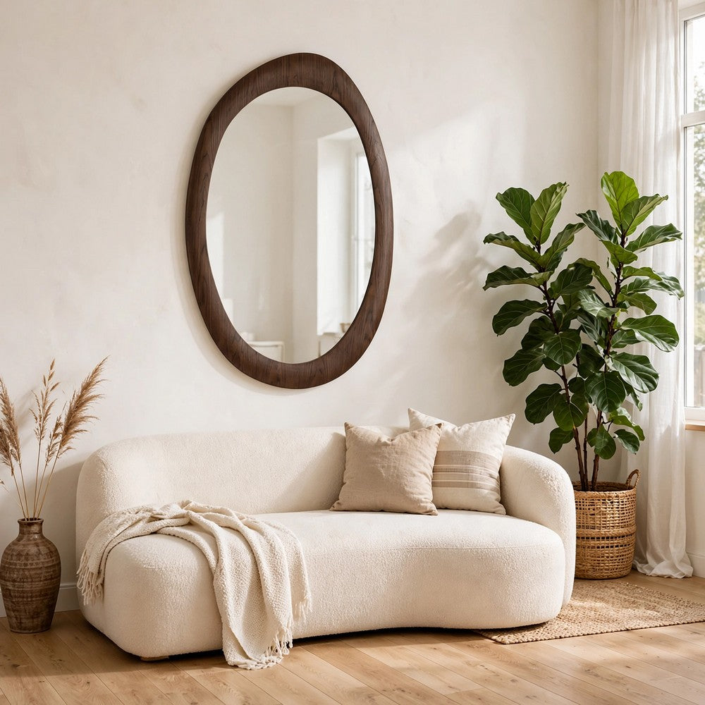 Sima Decorative Wall Mirror, Dark Brown, 32x 47 Organic Asymmetrical Shape - BM354618