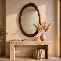 Sima Decorative Wall Mirror, Dark Brown, 32x 47 Organic Asymmetrical Shape - BM354618
