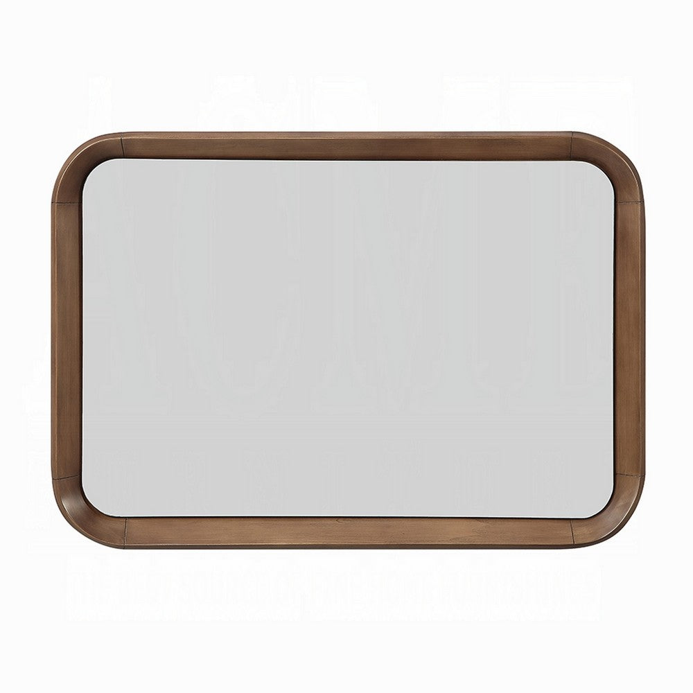 Hima Decorative Wall Accent Mirror, Curved Edges, 31x45 Walnut Brown - BM354621