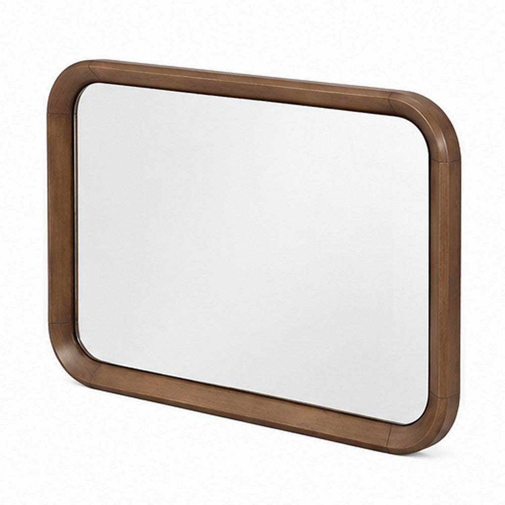 Hima Decorative Wall Accent Mirror, Curved Edges, 31x45 Walnut Brown - BM354621