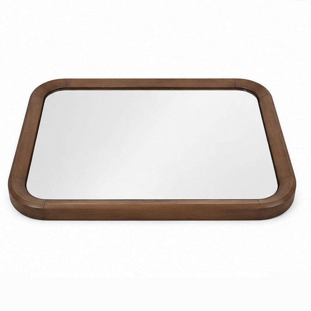 Hima Decorative Wall Accent Mirror, Curved Edges, 31x45 Walnut Brown - BM354621