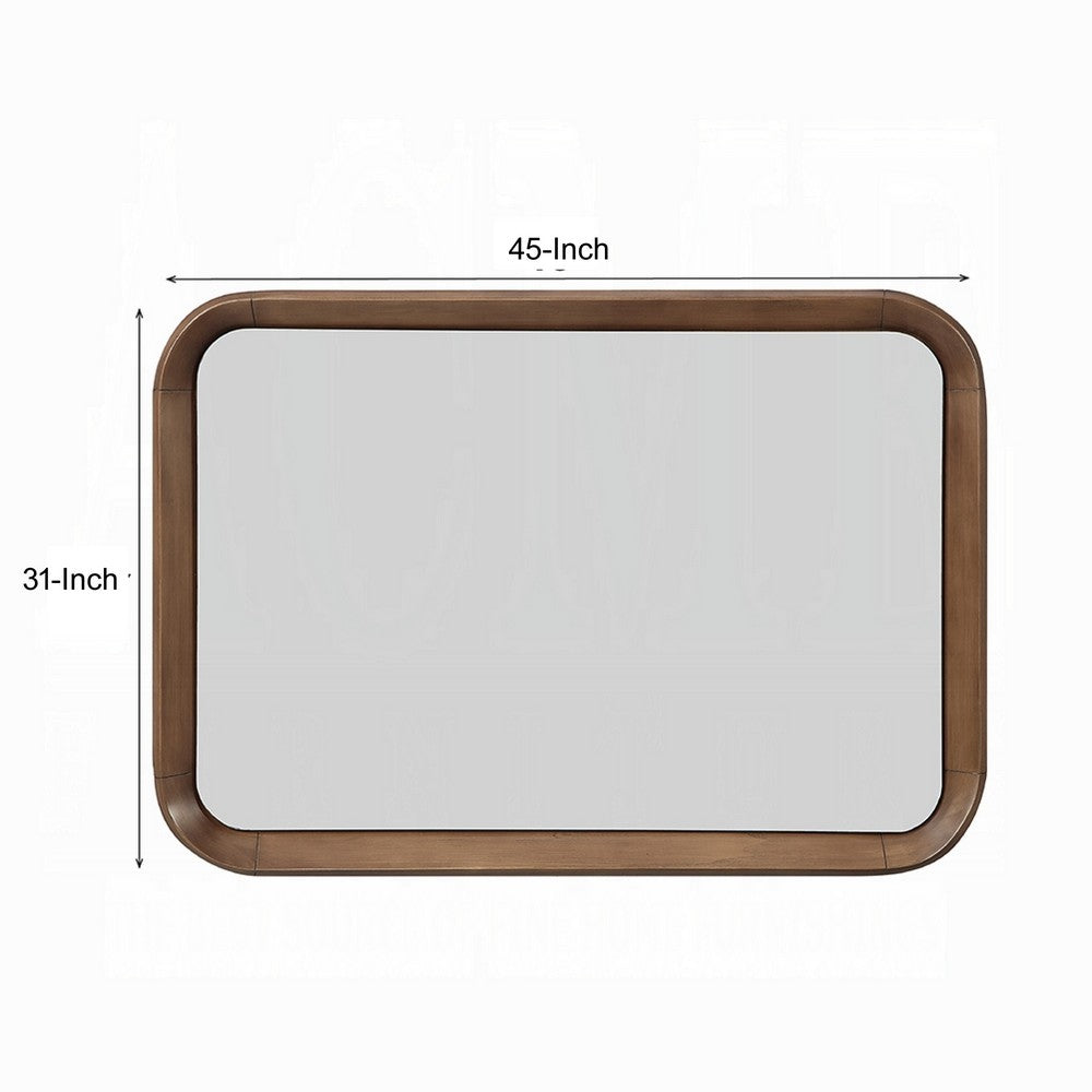 Hima Decorative Wall Accent Mirror, Curved Edges, 31x45 Walnut Brown - BM354621