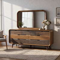 Hima Decorative Wall Accent Mirror, Curved Edges, 31x45 Walnut Brown - BM354621