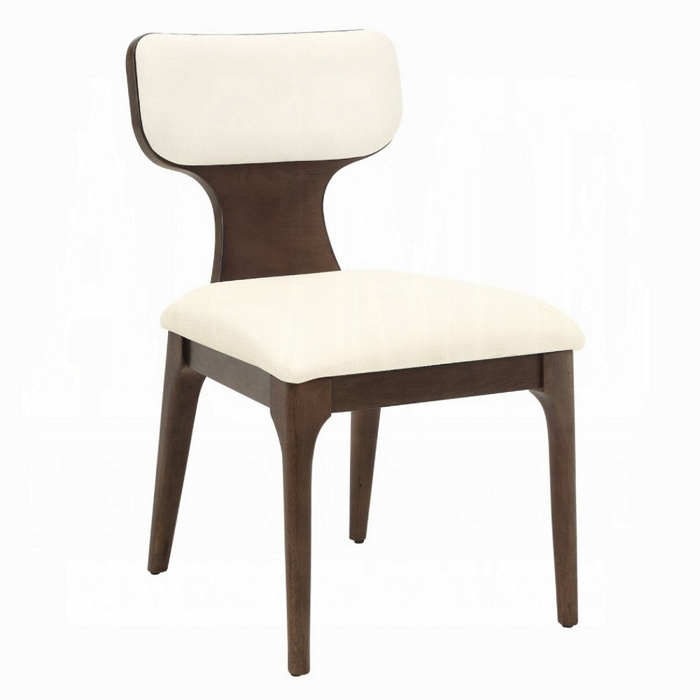 Mopa Side Chair Set of 2, Beige Chenille, Low Back, Oak Brown Wood Frame - BM354622
