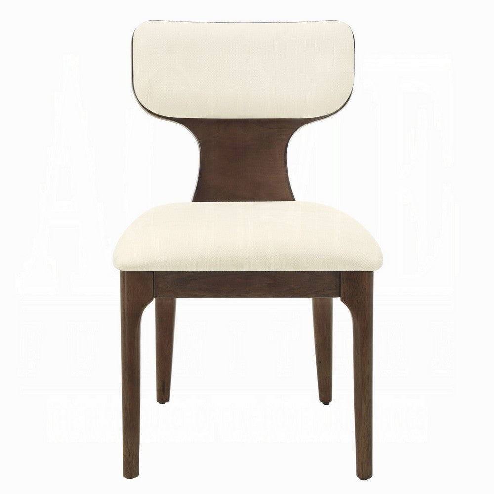 Mopa Side Chair Set of 2, Beige Chenille, Low Back, Oak Brown Wood Frame - BM354622
