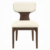 Mopa Side Chair Set of 2, Beige Chenille, Low Back, Oak Brown Wood Frame - BM354622