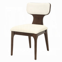 Mopa Side Chair Set of 2, Beige Chenille, Low Back, Oak Brown Wood Frame - BM354622