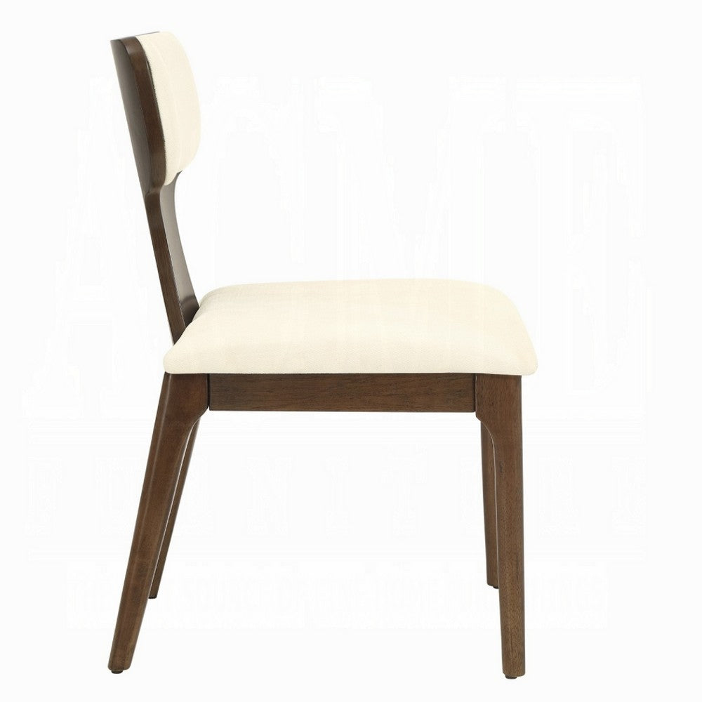 Mopa Side Chair Set of 2, Beige Chenille, Low Back, Oak Brown Wood Frame - BM354622
