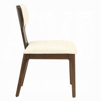 Mopa Side Chair Set of 2, Beige Chenille, Low Back, Oak Brown Wood Frame - BM354622