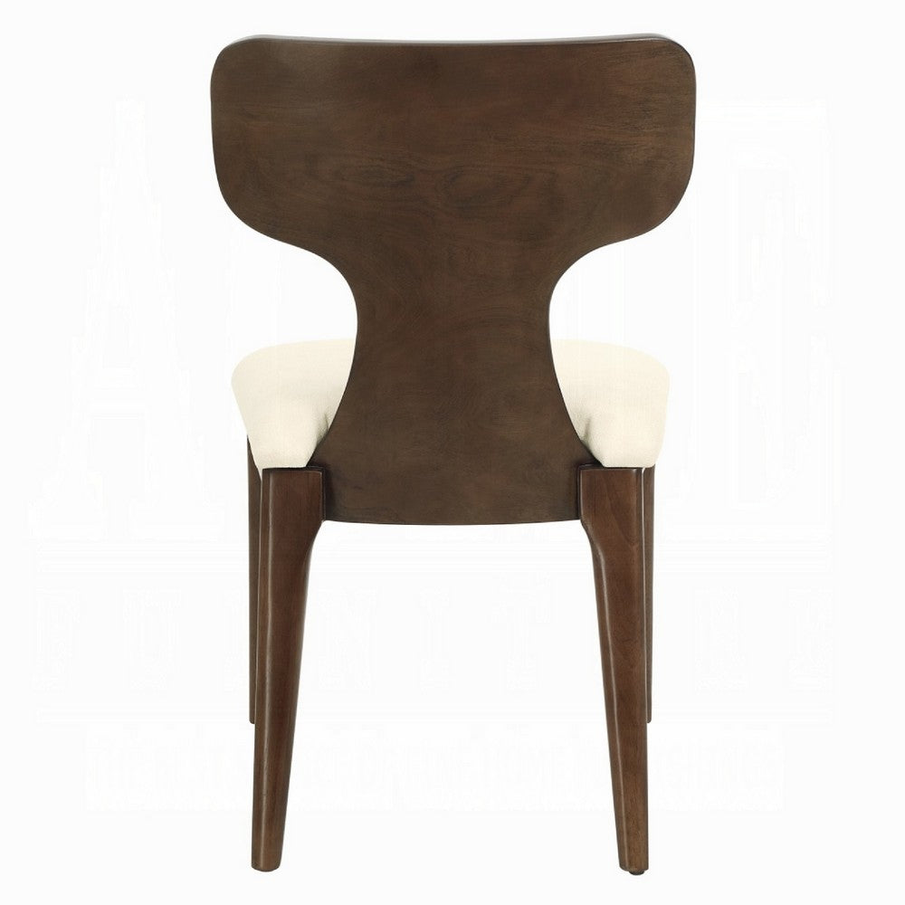 Mopa Side Chair Set of 2, Beige Chenille, Low Back, Oak Brown Wood Frame - BM354622