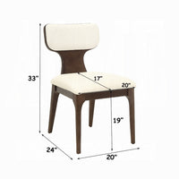 Mopa Side Chair Set of 2, Beige Chenille, Low Back, Oak Brown Wood Frame - BM354622