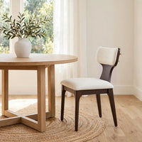 Mopa Side Chair Set of 2, Beige Chenille, Low Back, Oak Brown Wood Frame - BM354622