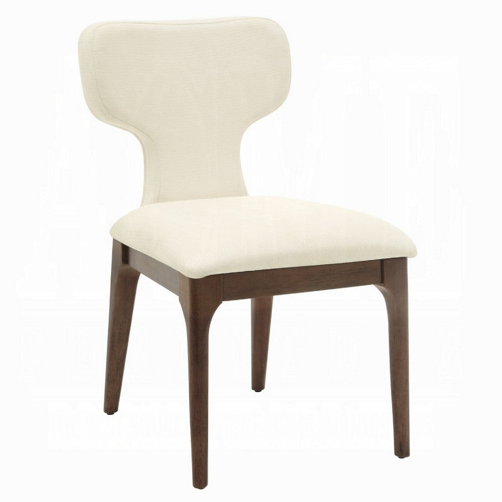 Mopa Side Chair Set of 2, Beige Chenille, Oak Brown Wood Frame, Low Back - BM354623