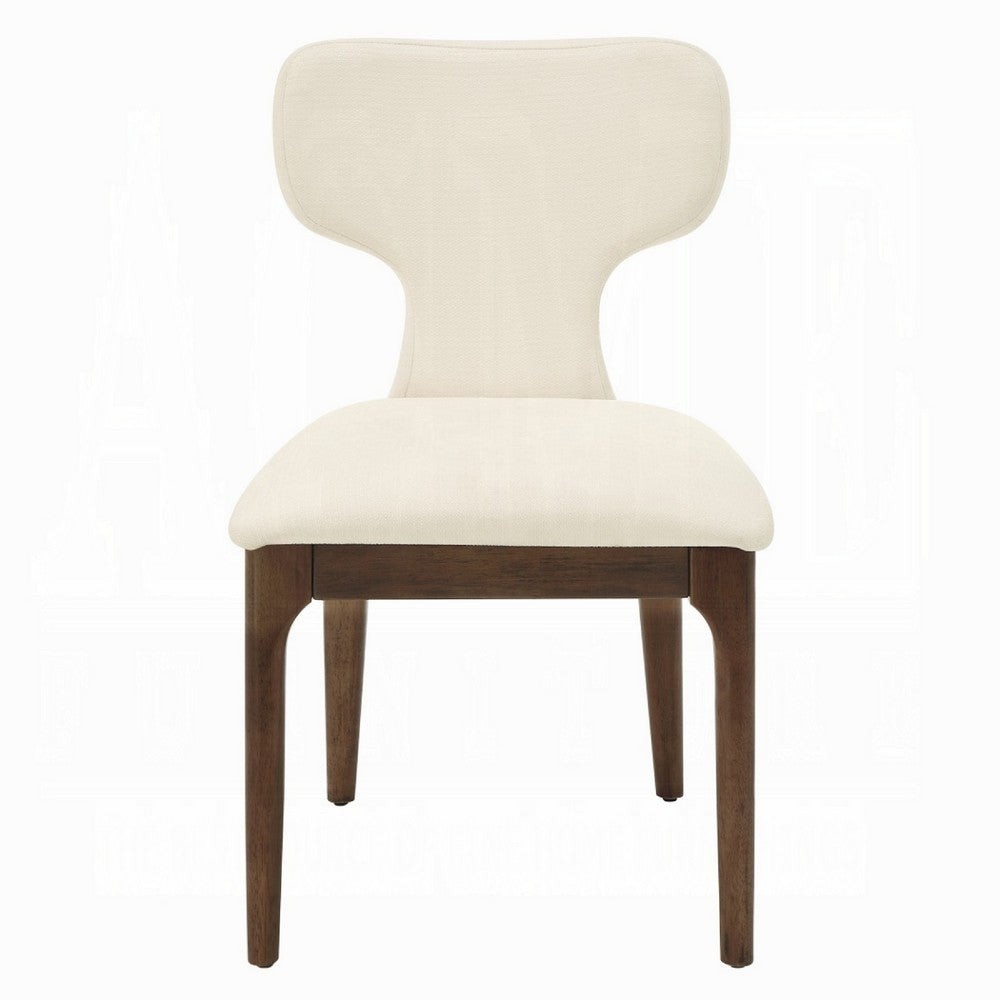 Mopa Side Chair Set of 2, Beige Chenille, Oak Brown Wood Frame, Low Back - BM354623