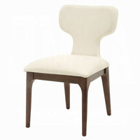 Mopa Side Chair Set of 2, Beige Chenille, Oak Brown Wood Frame, Low Back - BM354623