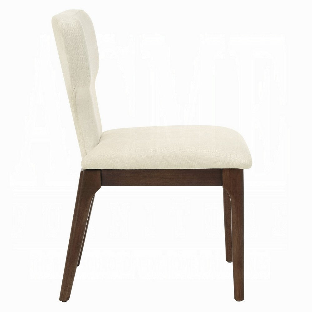 Mopa Side Chair Set of 2, Beige Chenille, Oak Brown Wood Frame, Low Back - BM354623