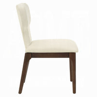 Mopa Side Chair Set of 2, Beige Chenille, Oak Brown Wood Frame, Low Back - BM354623