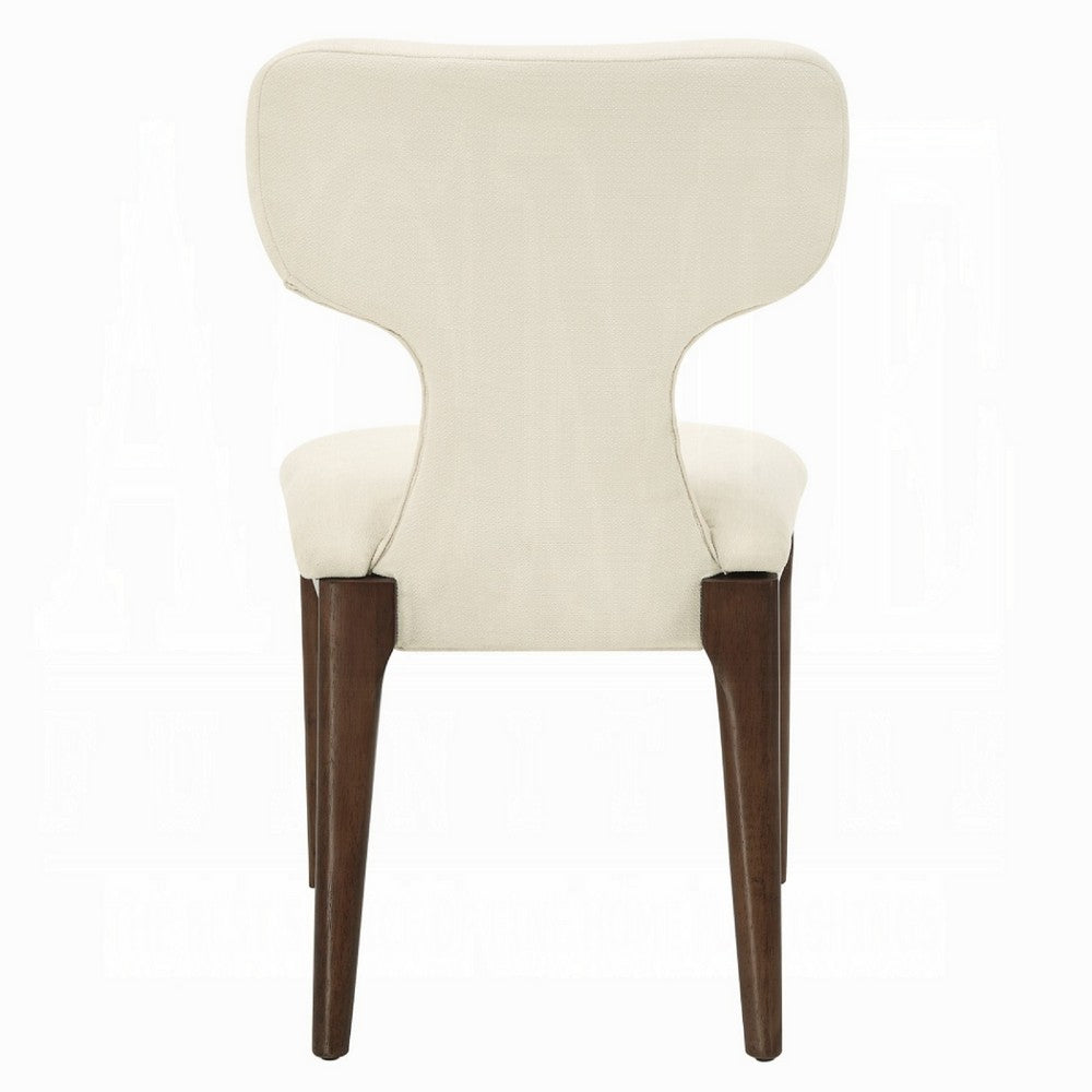 Mopa Side Chair Set of 2, Beige Chenille, Oak Brown Wood Frame, Low Back - BM354623