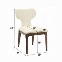 Mopa Side Chair Set of 2, Beige Chenille, Oak Brown Wood Frame, Low Back - BM354623
