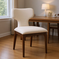 Mopa Side Chair Set of 2, Beige Chenille, Oak Brown Wood Frame, Low Back - BM354623