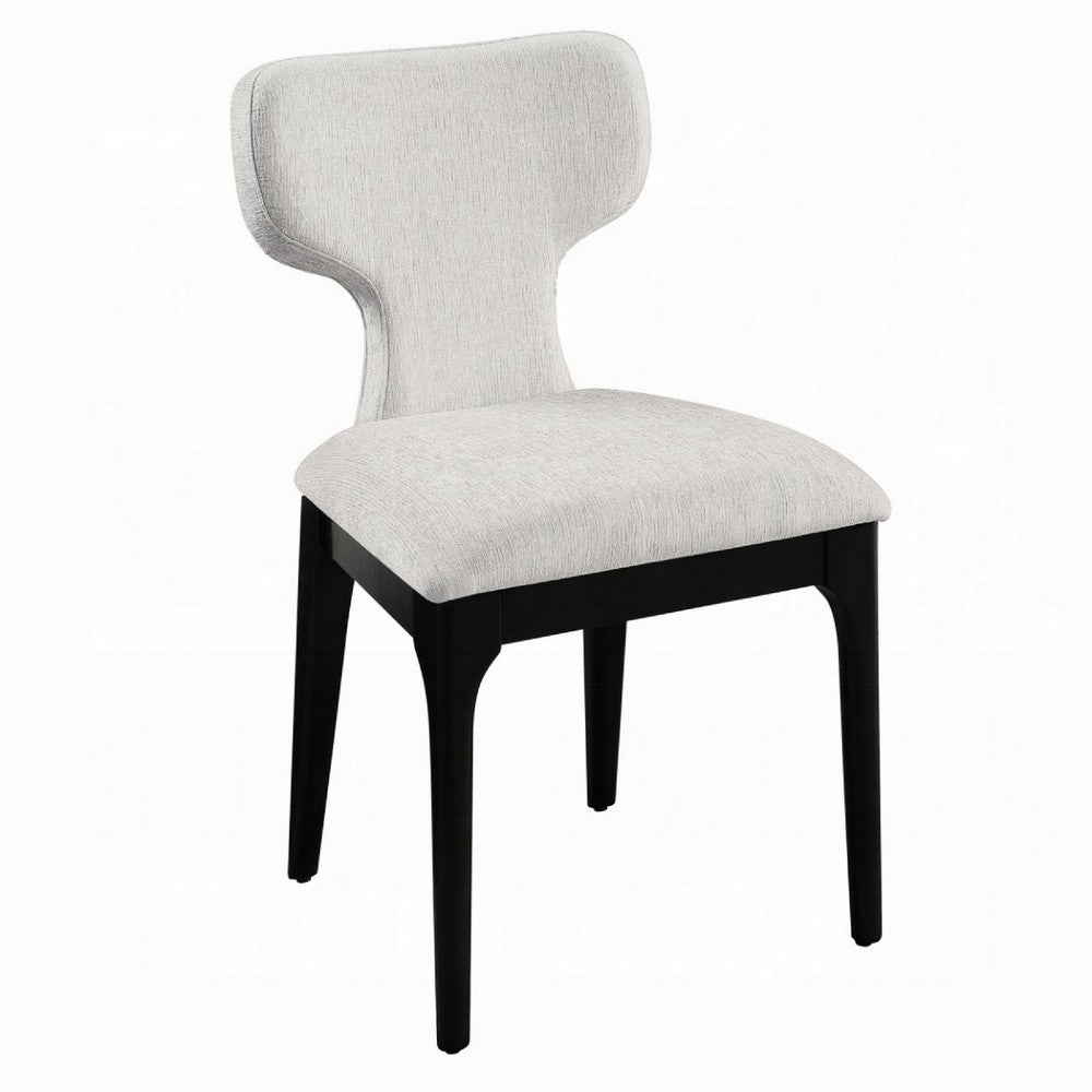 Mopa Side Chair Set of 2, Gray Chenille, Black Wood Frame, Low Back - BM354624