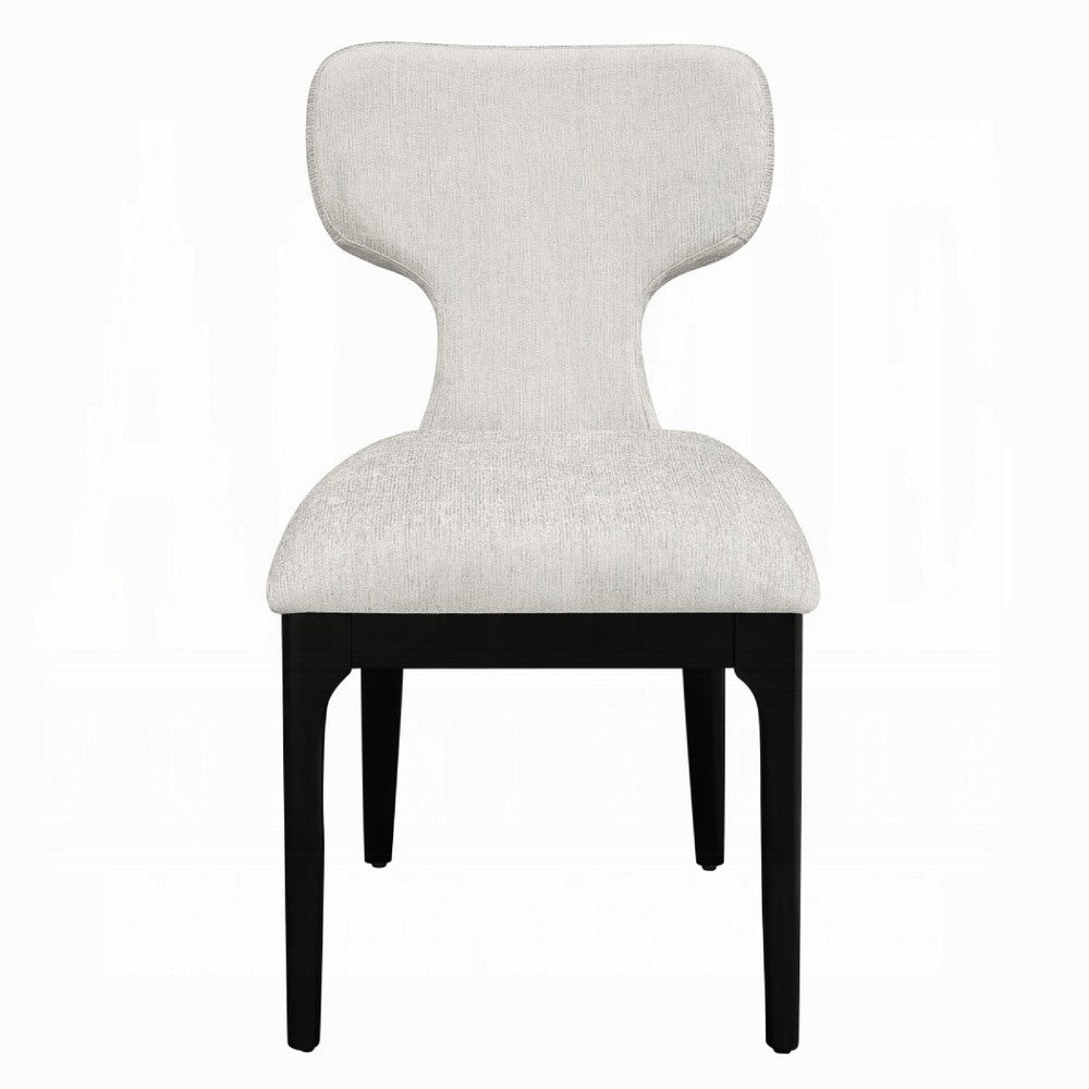 Mopa Side Chair Set of 2, Gray Chenille, Black Wood Frame, Low Back - BM354624
