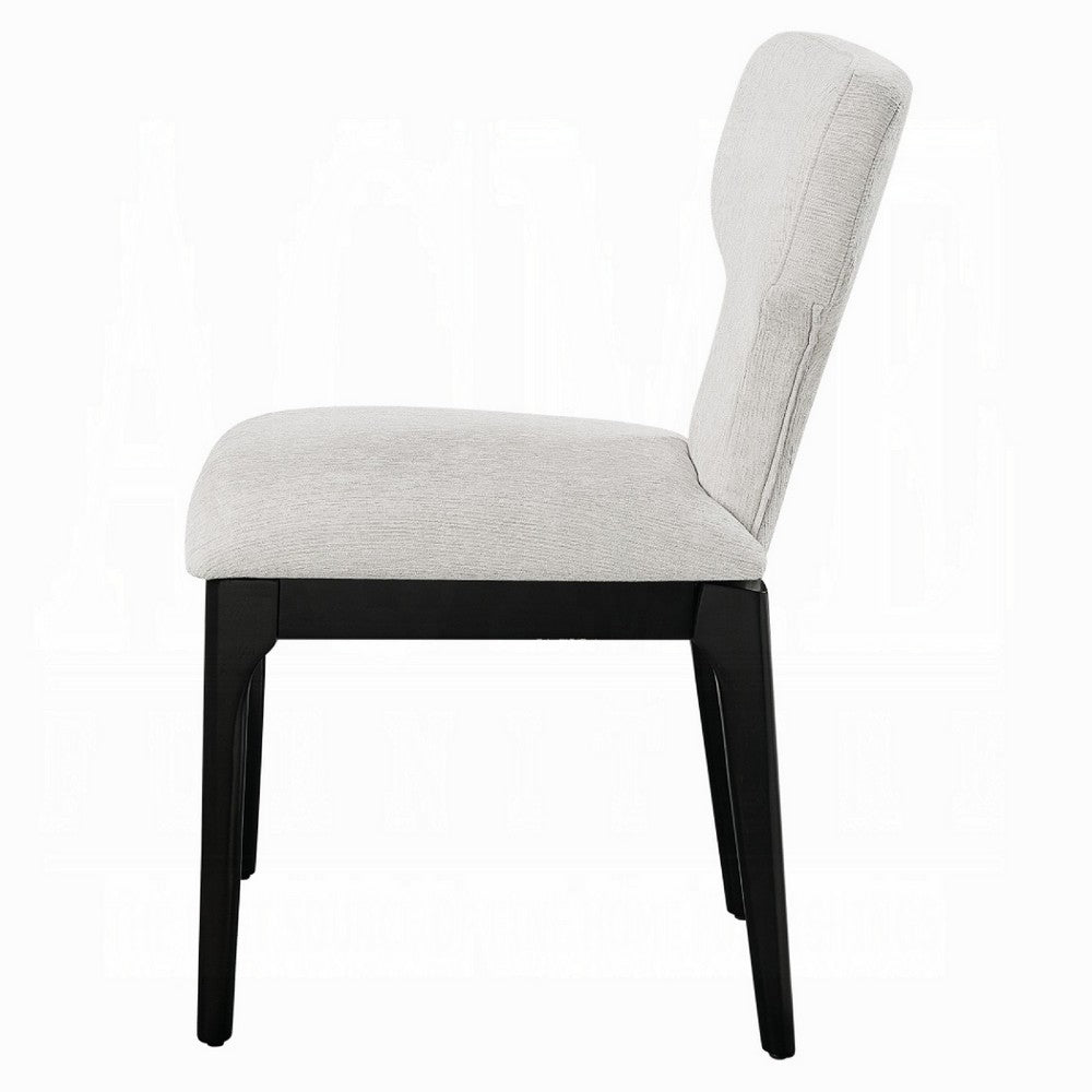Mopa Side Chair Set of 2, Gray Chenille, Black Wood Frame, Low Back - BM354624
