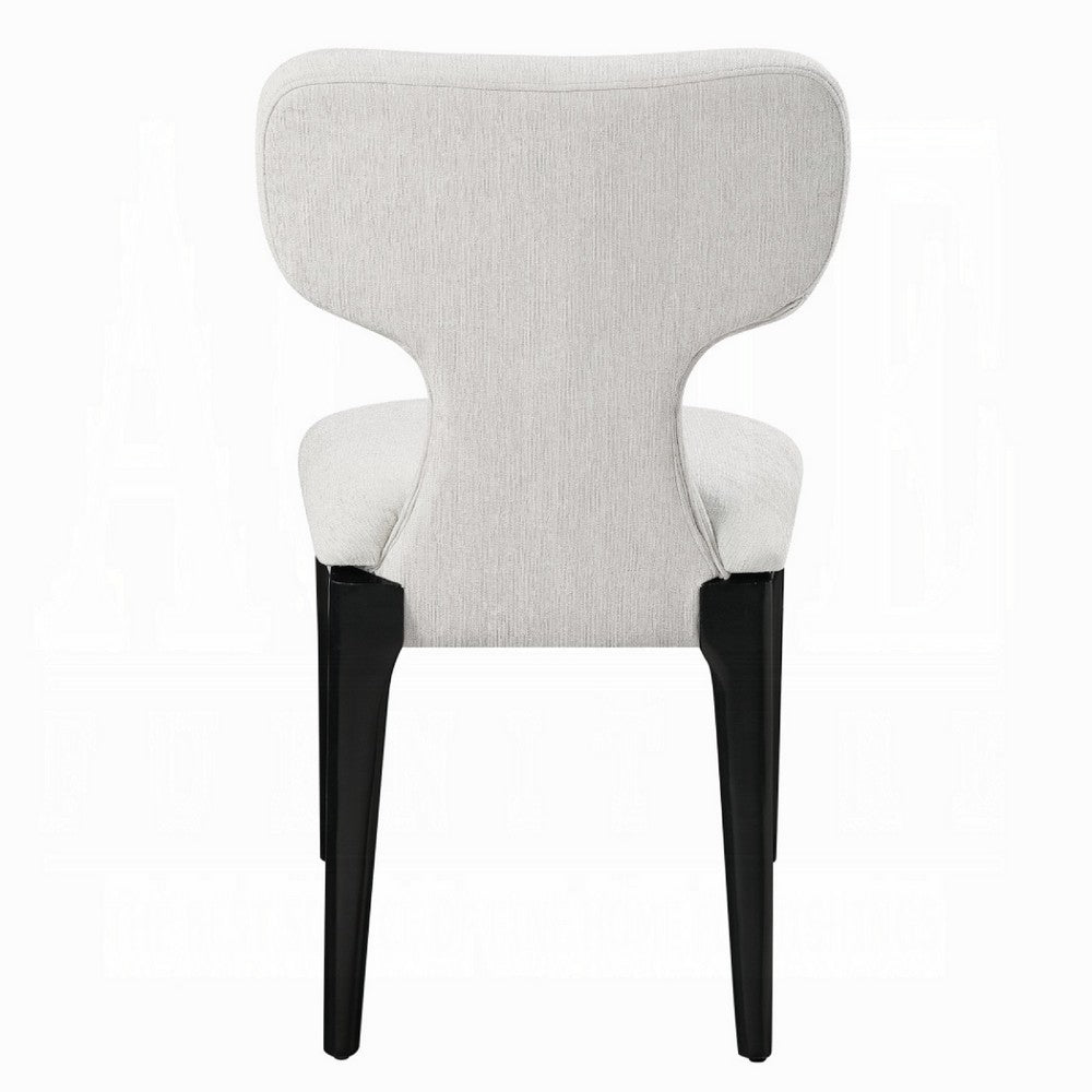 Mopa Side Chair Set of 2, Gray Chenille, Black Wood Frame, Low Back - BM354624