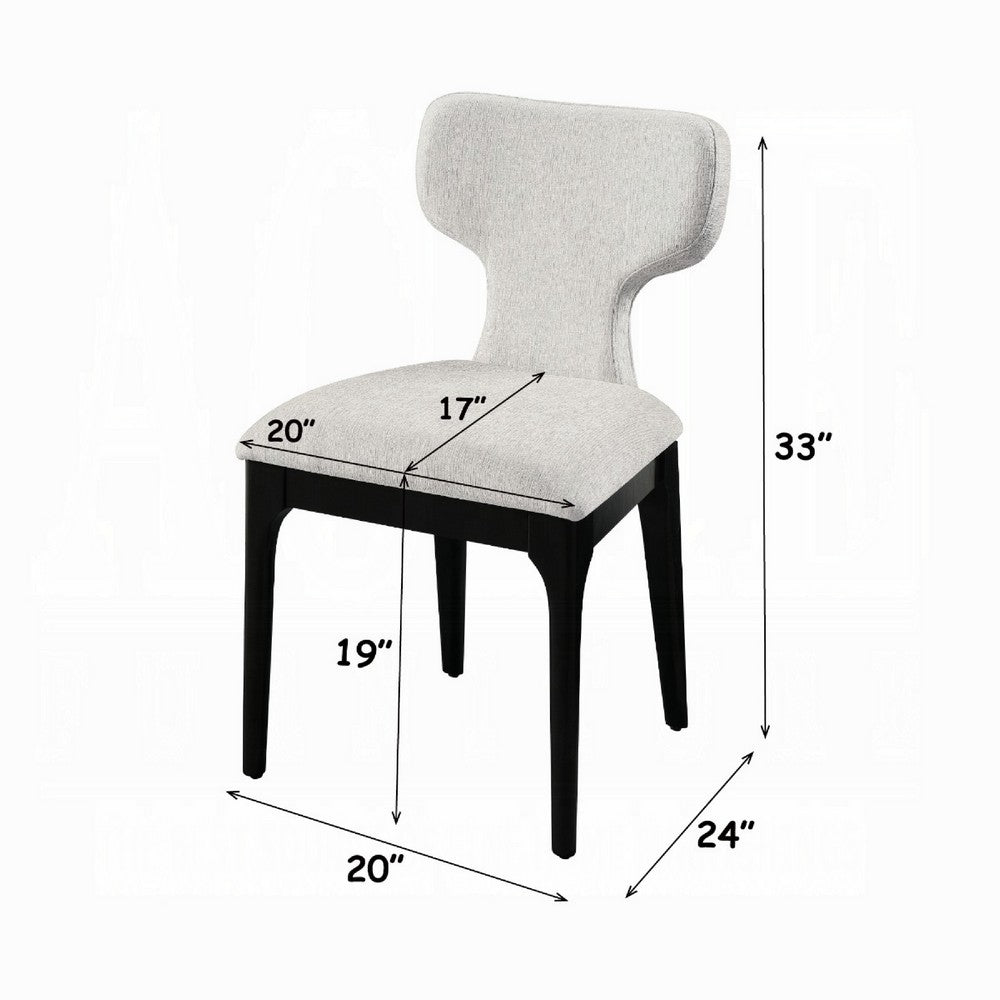 Mopa Side Chair Set of 2, Gray Chenille, Black Wood Frame, Low Back - BM354624