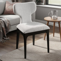 Mopa Side Chair Set of 2, Gray Chenille, Black Wood Frame, Low Back - BM354624