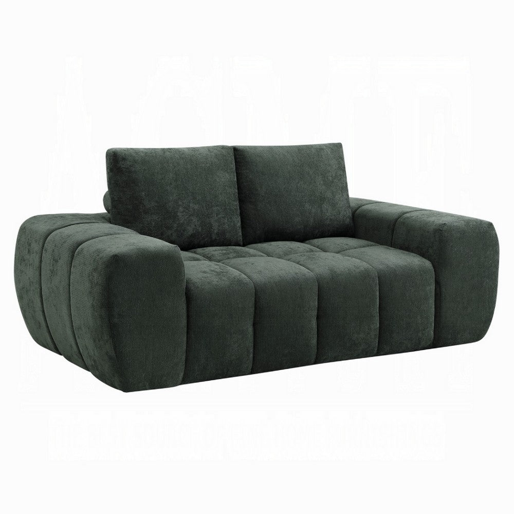 Joe Compressed Sofa, Track Arms, Grid Tufted Green Linen, 76 Inch - BM354626