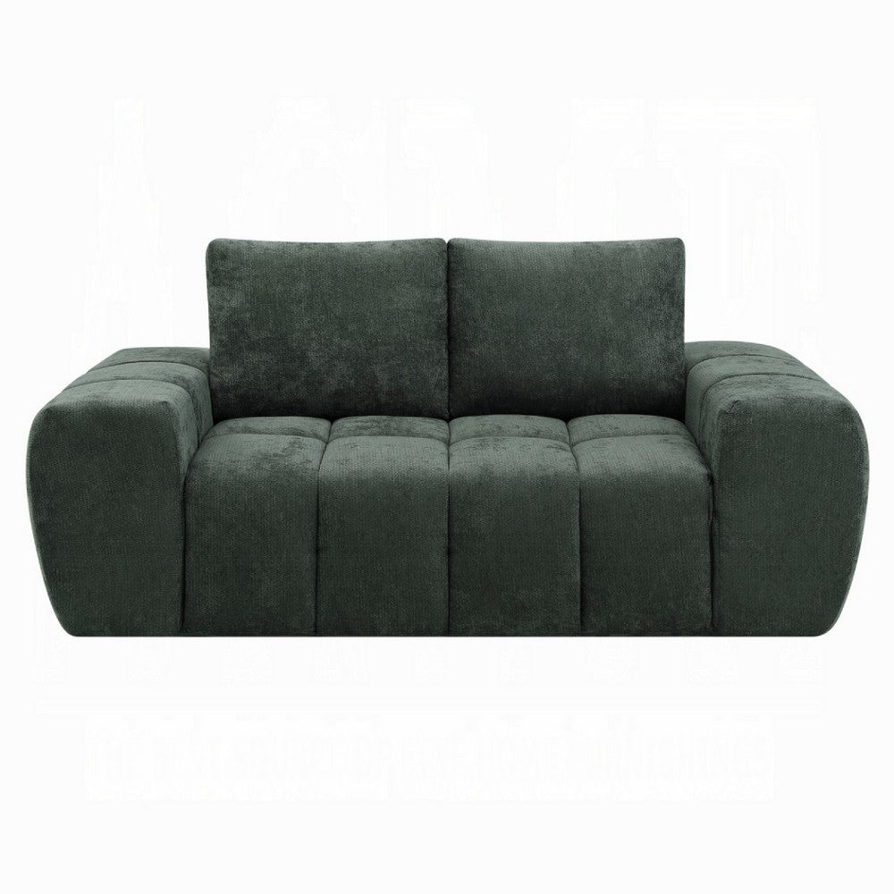 Joe Compressed Sofa, Track Arms, Grid Tufted Green Linen, 76 Inch - BM354626
