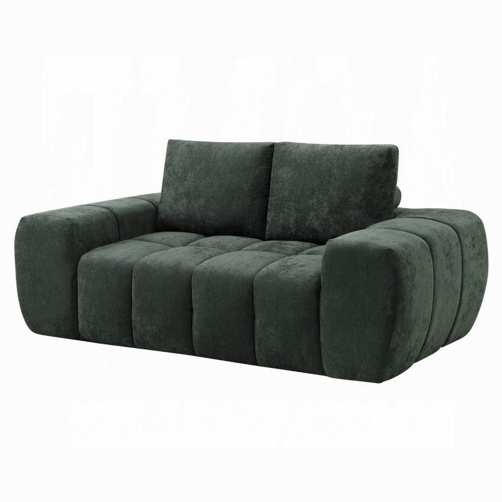 Joe Compressed Sofa, Track Arms, Grid Tufted Green Linen, 76 Inch - BM354626