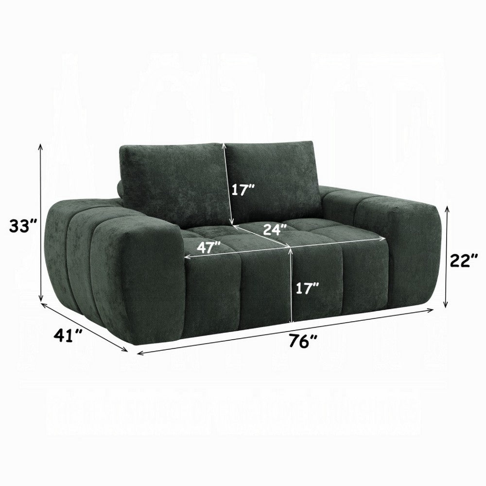 Joe Compressed Sofa, Track Arms, Grid Tufted Green Linen, 76 Inch - BM354626