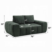 Joe Compressed Sofa, Track Arms, Grid Tufted Green Linen, 76 Inch - BM354626