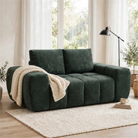Joe Compressed Sofa, Track Arms, Grid Tufted Green Linen, 76 Inch - BM354626