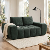 Joe Compressed Sofa, Track Arms, Grid Tufted Green Linen, 76 Inch - BM354626