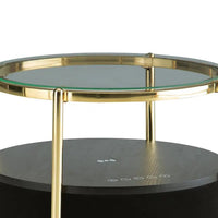 Noddy Accent Table with Glass Top, Built-In Speaker, Gold Metal, 22 Inch