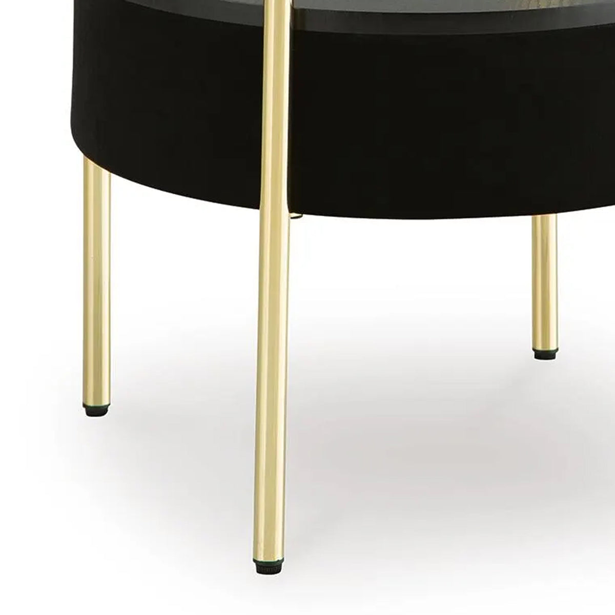 Noddy Accent Table with Glass Top, Built-In Speaker, Gold Metal, 22 Inch