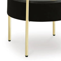 Noddy Accent Table with Glass Top, Built-In Speaker, Gold Metal, 22 Inch