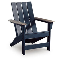 Eina Outdoor Adirondack Chair with Driftwood Arms, Navy Blue