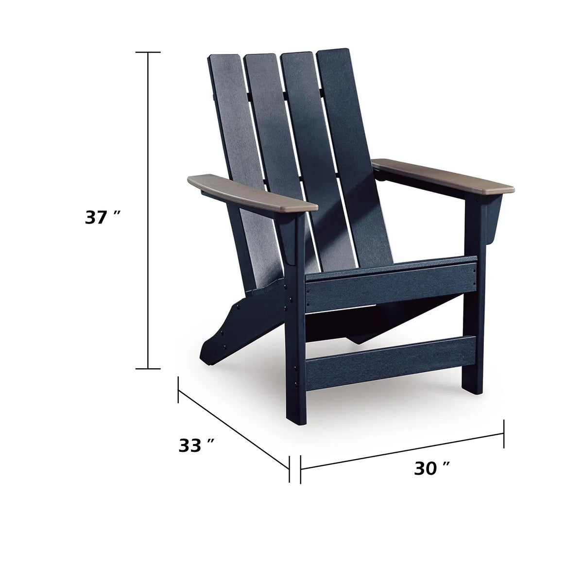 Eina Outdoor Adirondack Chair with Driftwood Arms, Navy Blue