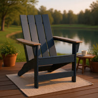Eina Outdoor Adirondack Chair with Driftwood Arms, Navy Blue