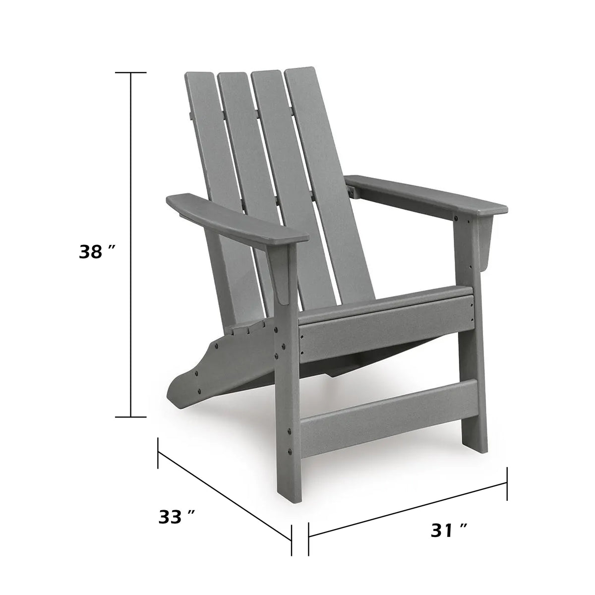 Covi Adirondack Outdoor Chair with Classic Slatted Back, Gray Wood