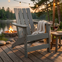 Covi Adirondack Outdoor Chair with Classic Slatted Back, Gray Wood